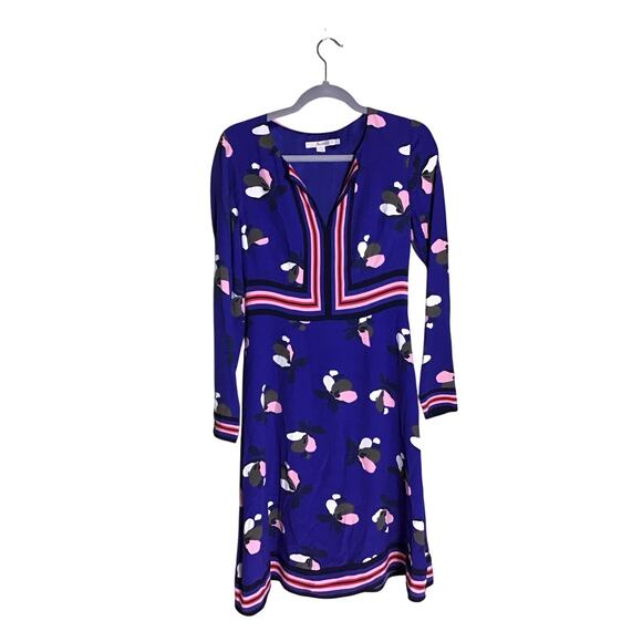 Boden Women Floral  Striped A Line Dress Sz. 8R Blue Lightweight Comfort Modest - Picture 3 of 12